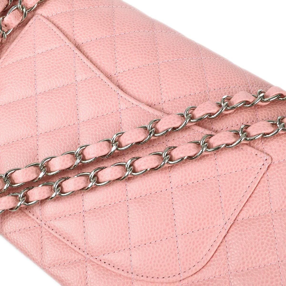 CHANEL Classic Double Flap Medium Shoulder Bag Pink Caviar 78592