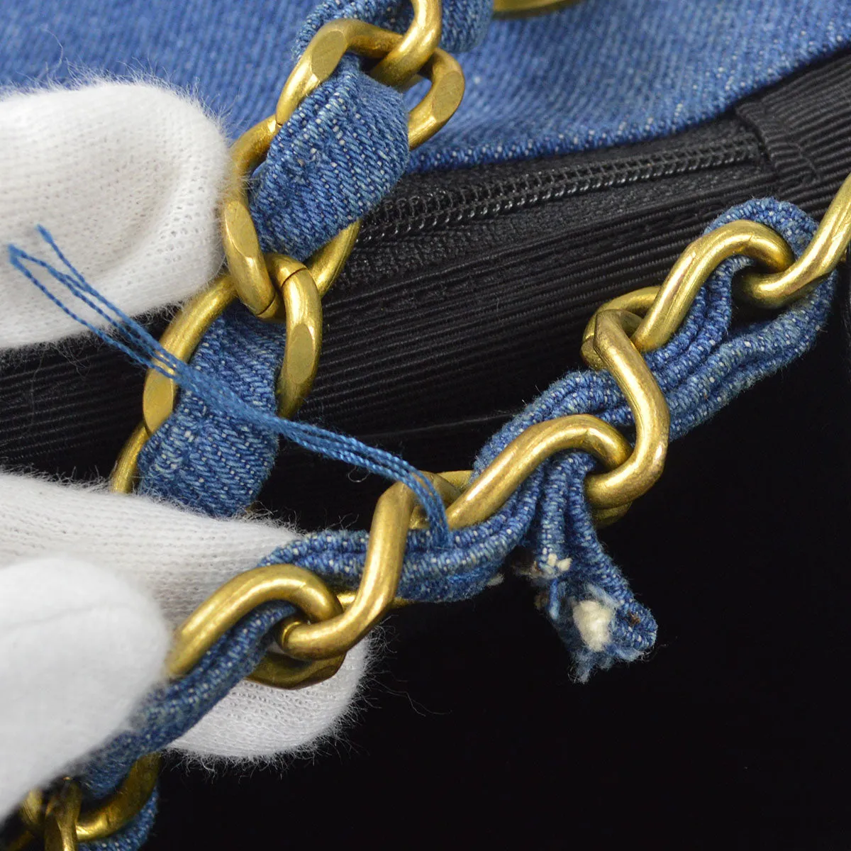 CHANEL Classic Flap Maxi Chain Shoulder Bag Indigo Denim