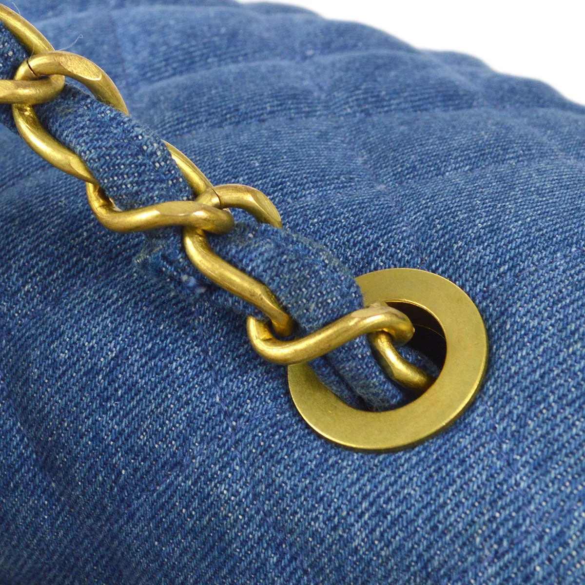 CHANEL Classic Flap Maxi Chain Shoulder Bag Indigo Denim
