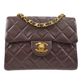 CHANEL Classic Flap Mini Square Chain Shoulder Bag Brown Lambskin