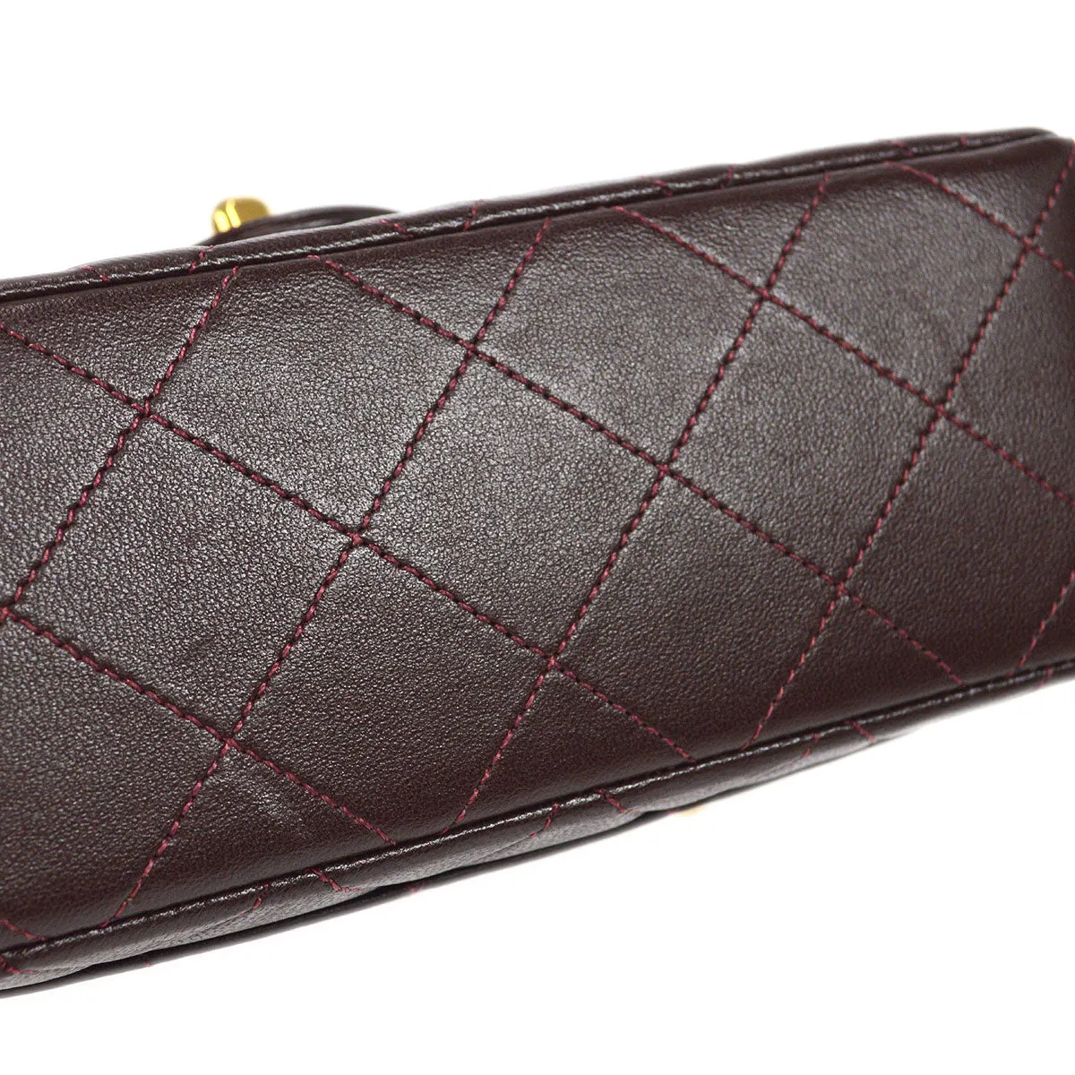 CHANEL Classic Flap Mini Square Chain Shoulder Bag Brown Lambskin