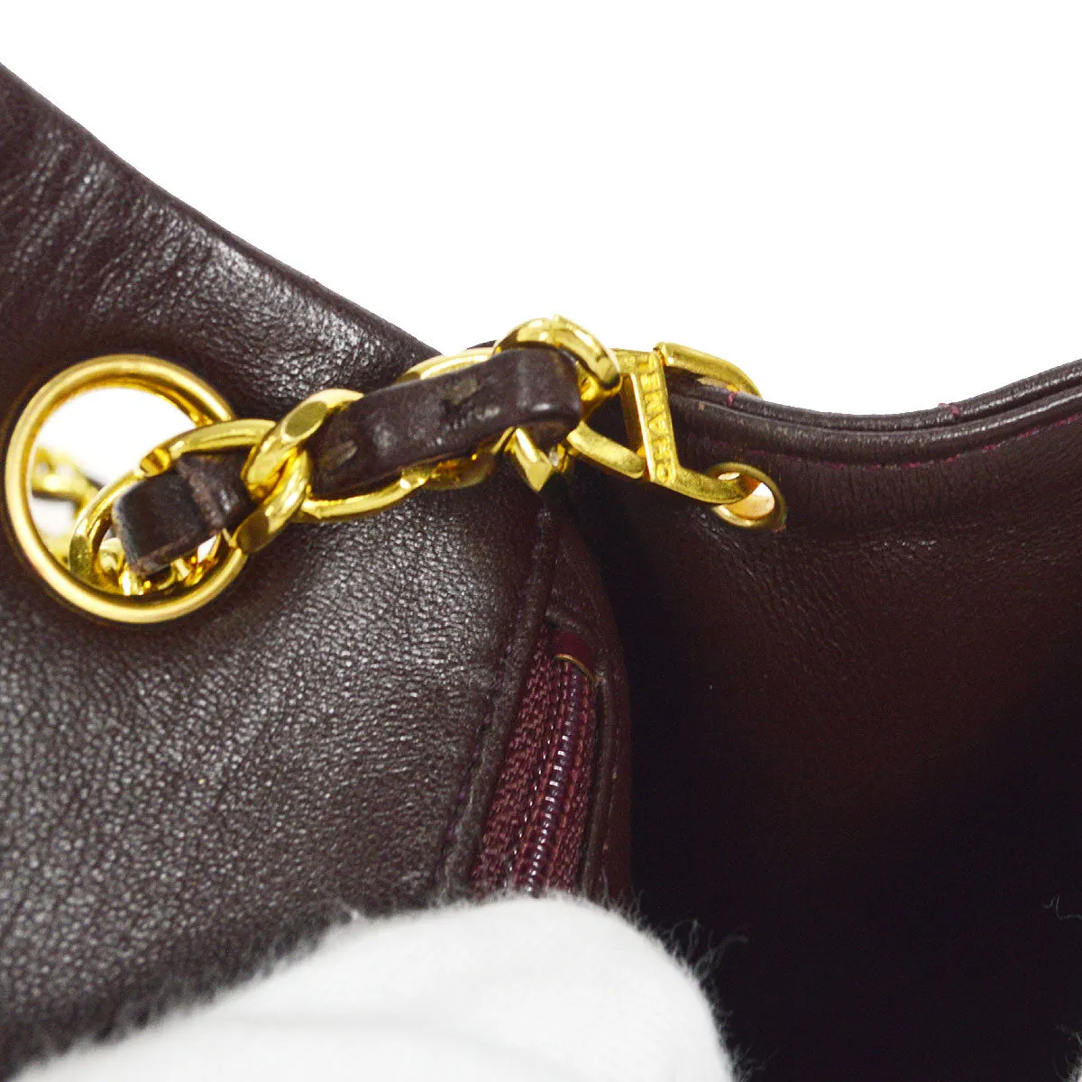 CHANEL Classic Flap Mini Square Chain Shoulder Bag Brown Lambskin