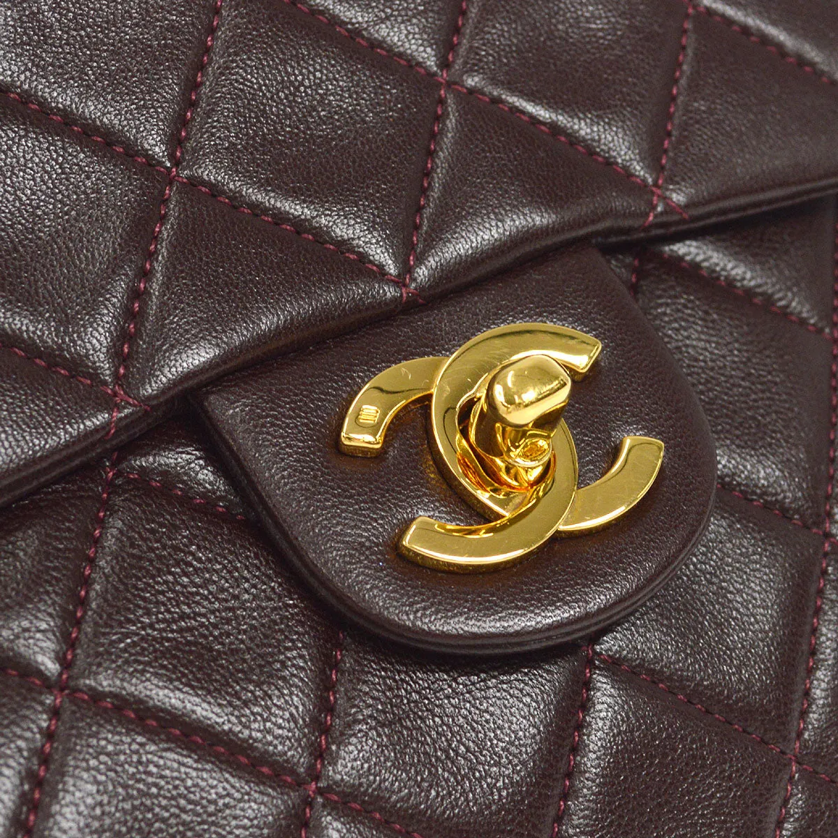 CHANEL Classic Flap Mini Square Chain Shoulder Bag Brown Lambskin