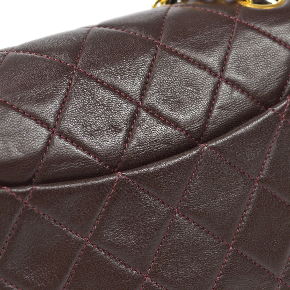 CHANEL Classic Flap Mini Square Chain Shoulder Bag Brown Lambskin