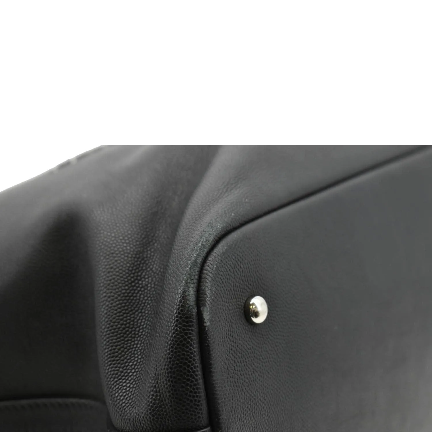 CHANEL Coco Eyelets Large Leather Shopping Tote Shoulder  Black