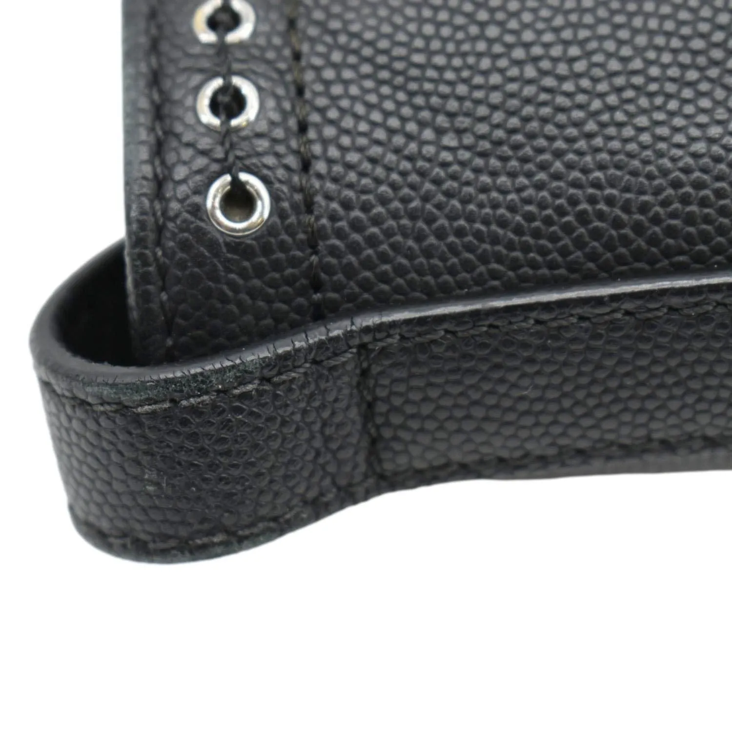 CHANEL Coco Eyelets Large Leather Shopping Tote Shoulder  Black