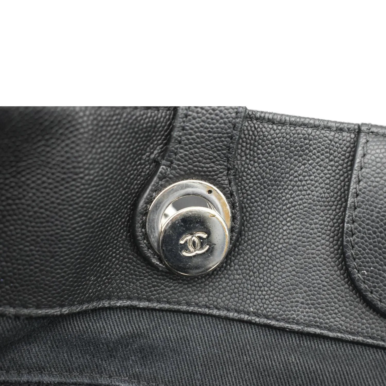 CHANEL Coco Eyelets Large Leather Shopping Tote Shoulder  Black