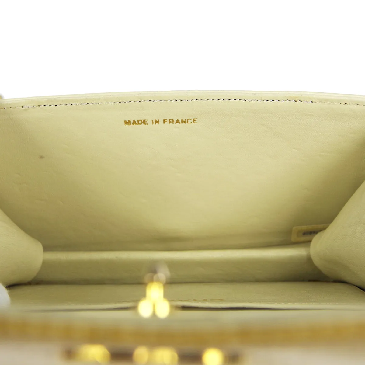 CHANEL * Full Flap Chain Shoulder Bag Beige Lizard