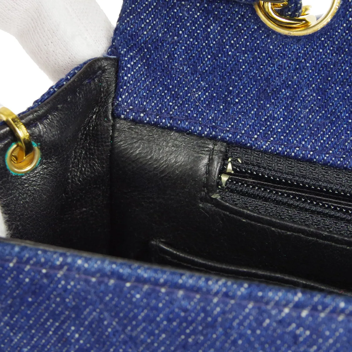 CHANEL * Full Flap Chain Shoulder Bag Indigo Denim