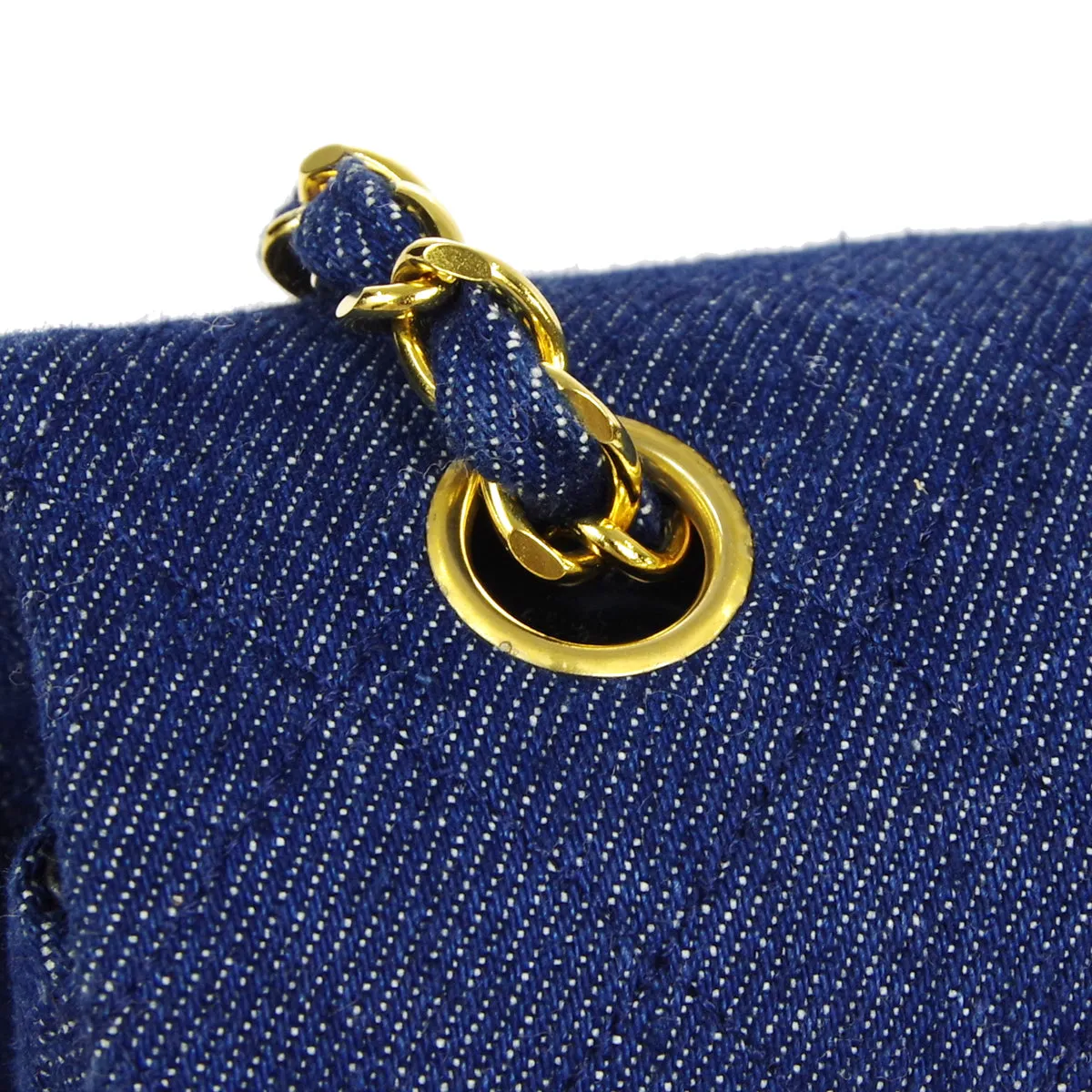 CHANEL * Full Flap Chain Shoulder Bag Indigo Denim