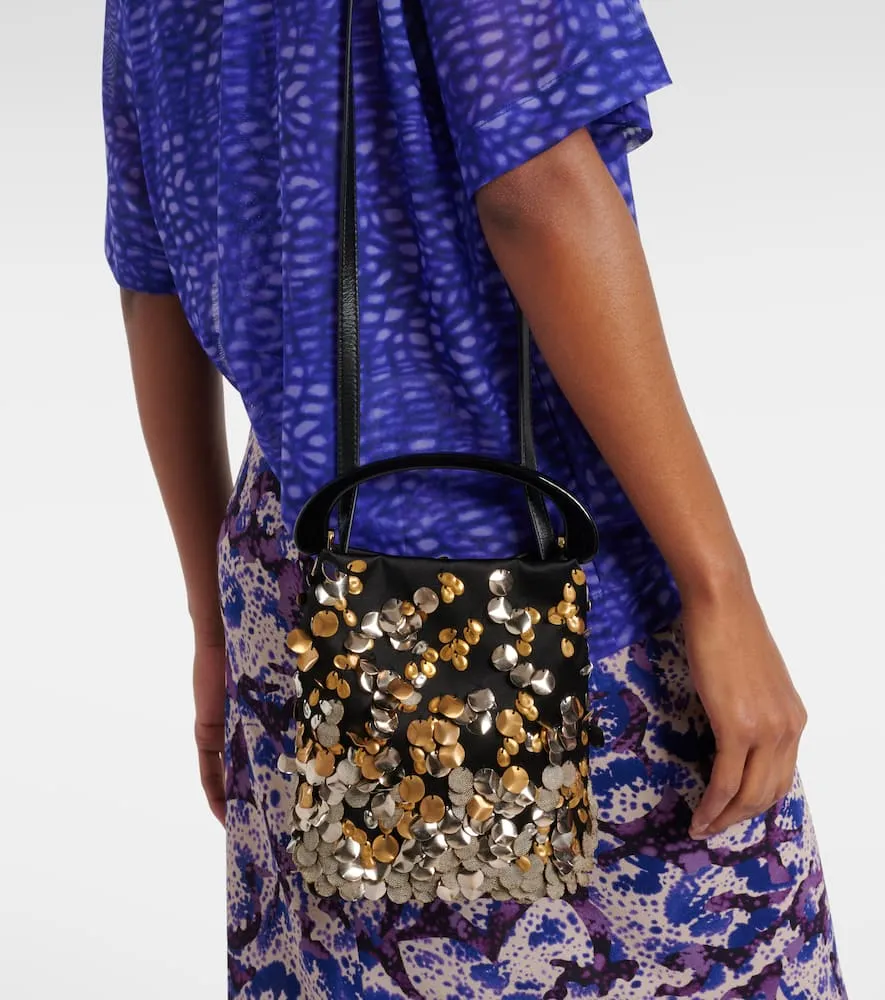 Dries Van Noten Sequined satin bucket bag