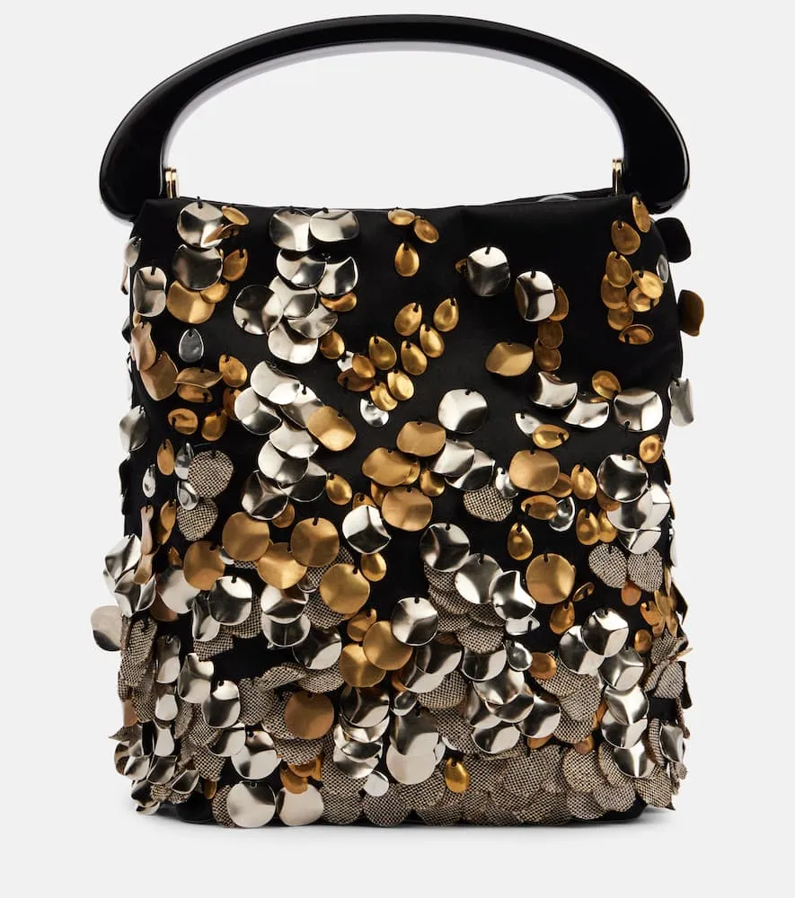 Dries Van Noten Sequined satin bucket bag