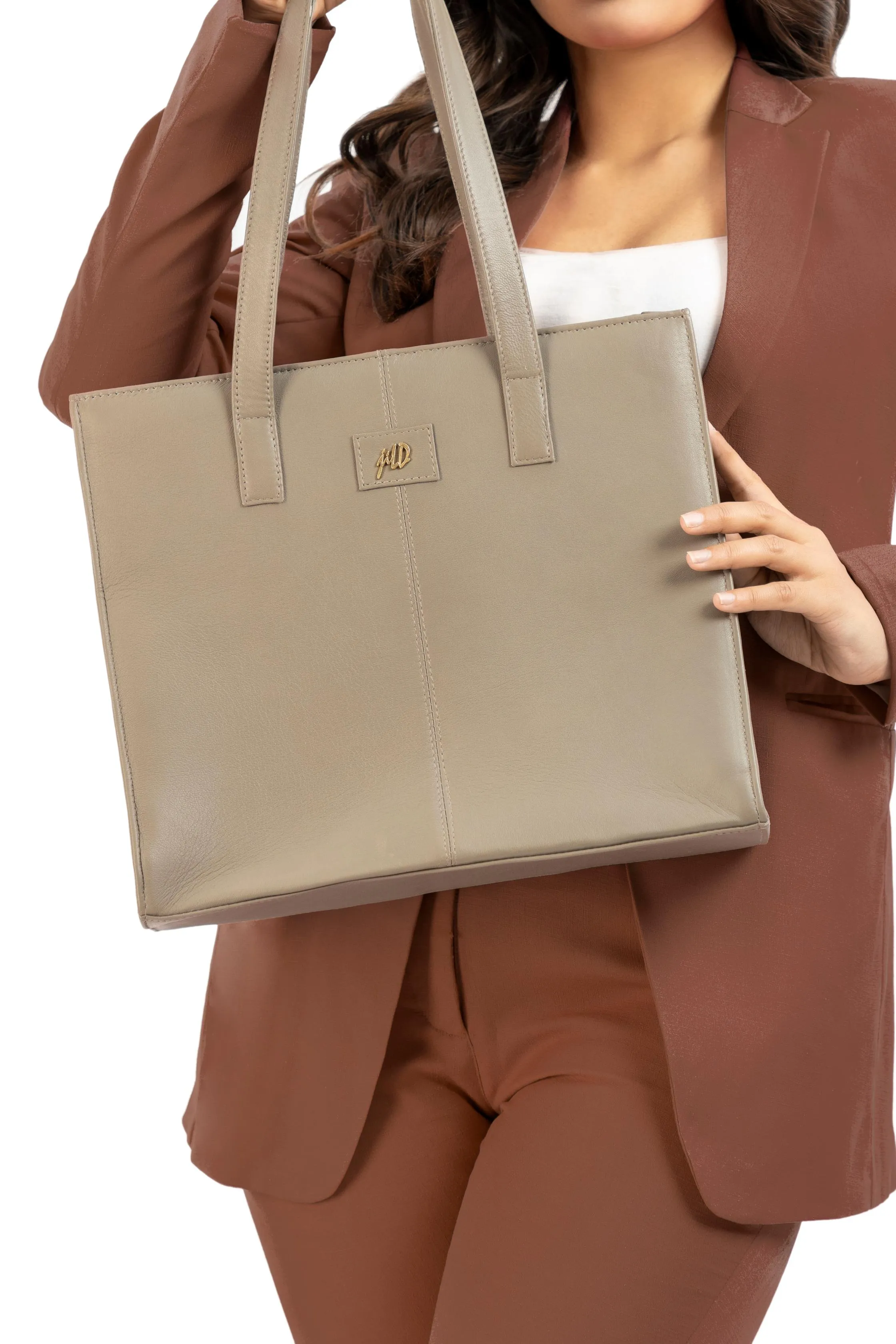 Everyday Women's Graphite Grey Leather Zipper Tote Bag