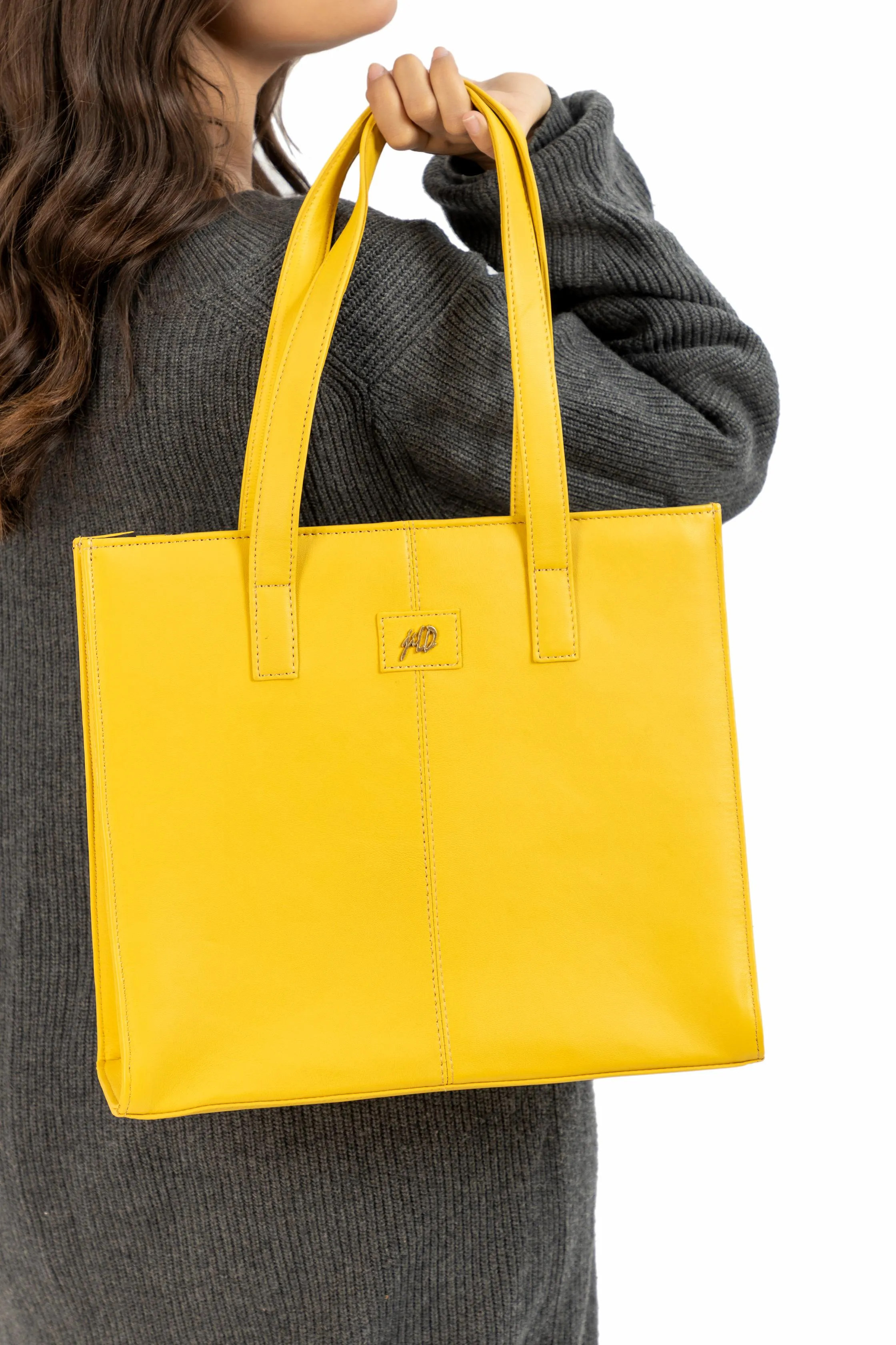 Everyday Women's Mustard Yellow Leather Zipper Tote Bag