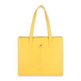 Everyday Women's Mustard Yellow Leather Zipper Tote Bag