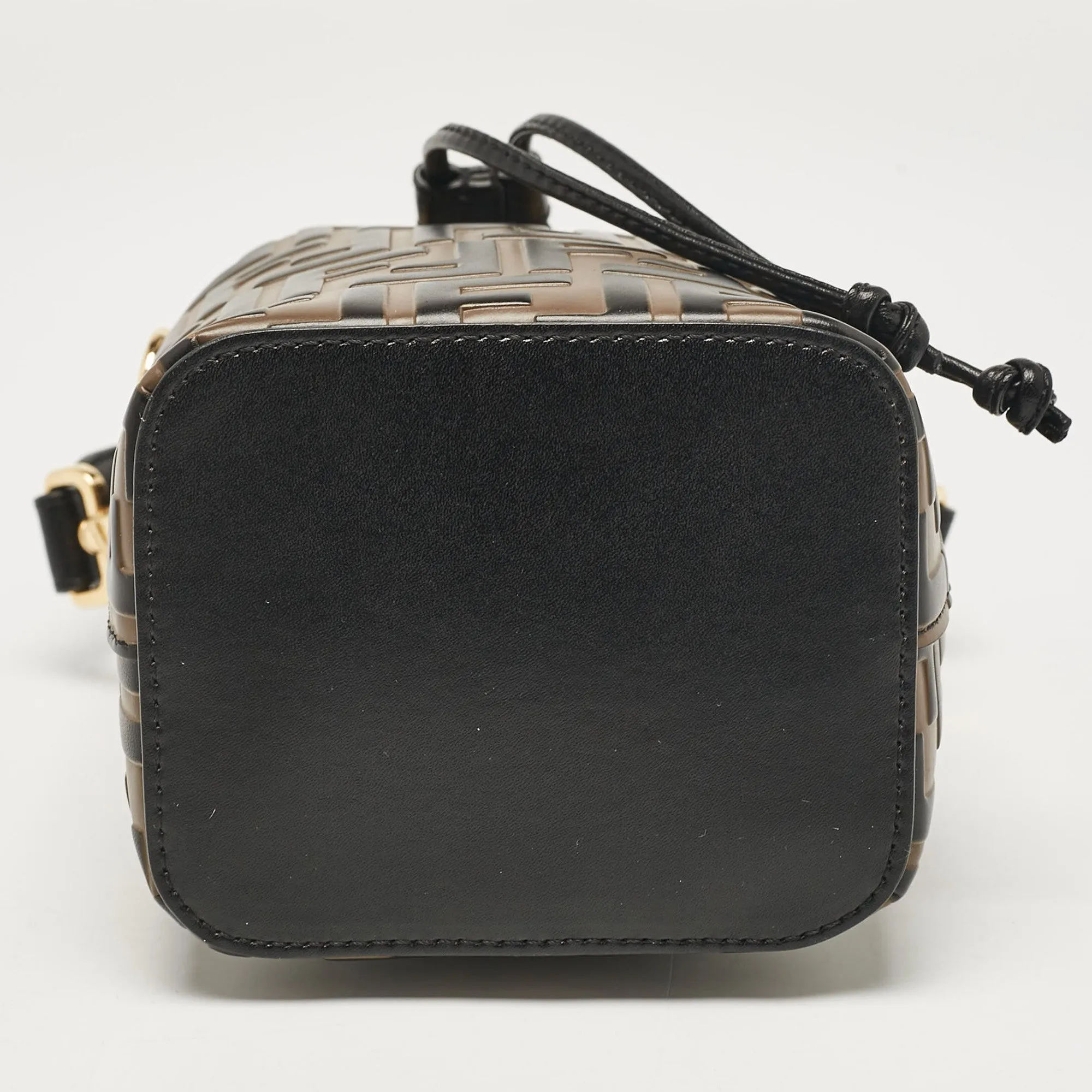 Fendi Brown/black Zucca Leather Mini Mon Tresor Drawstring Bucket Bag
