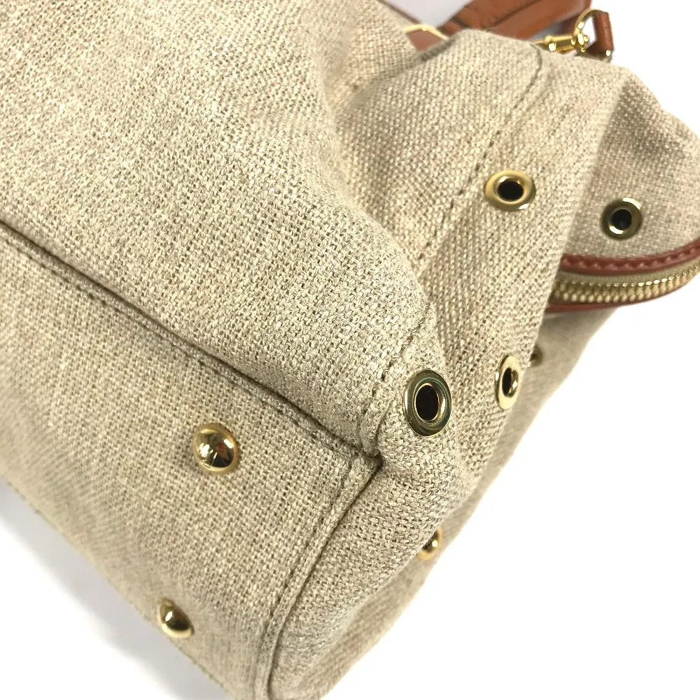FENDI Handbag 8BL114 Leather / canvas beige Bag chameleon Women Used