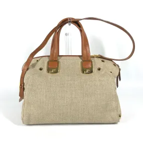 FENDI Handbag 8BL114 Leather / canvas beige Bag chameleon Women Used