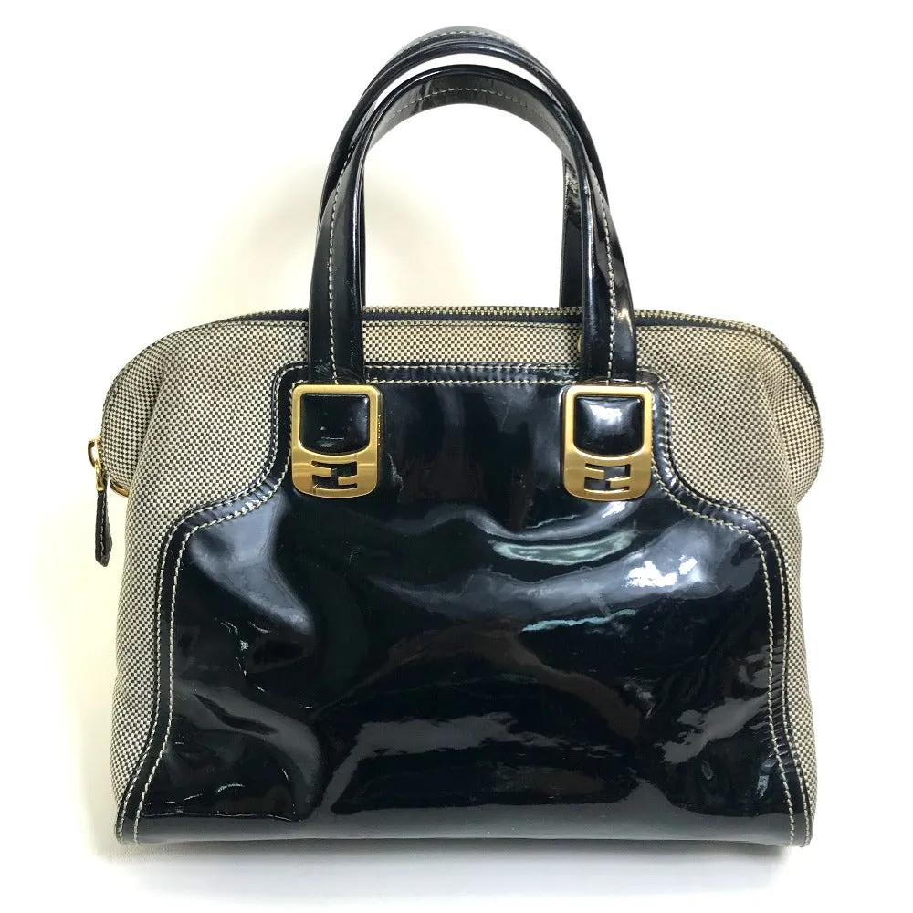 FENDI Handbag Canvas / patent leather Black type Enamel Crossbody Shoulder chameleon Women Used