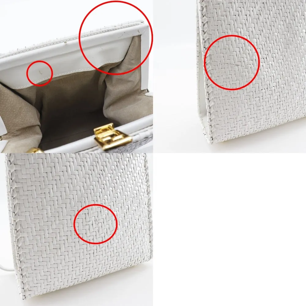 FENDI Handbag leather White Women Used