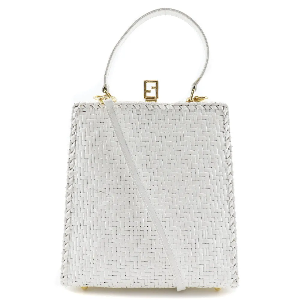 FENDI Handbag leather White Women Used
