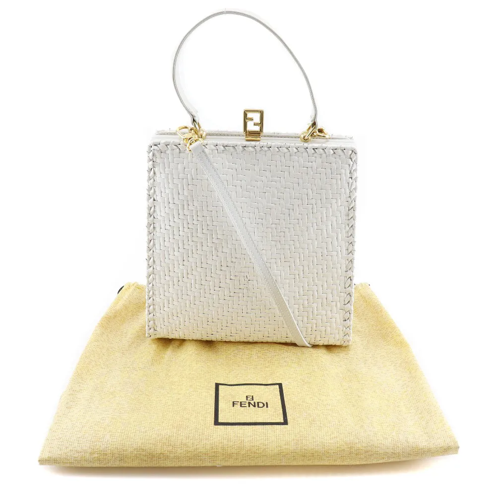 FENDI Handbag leather White Women Used