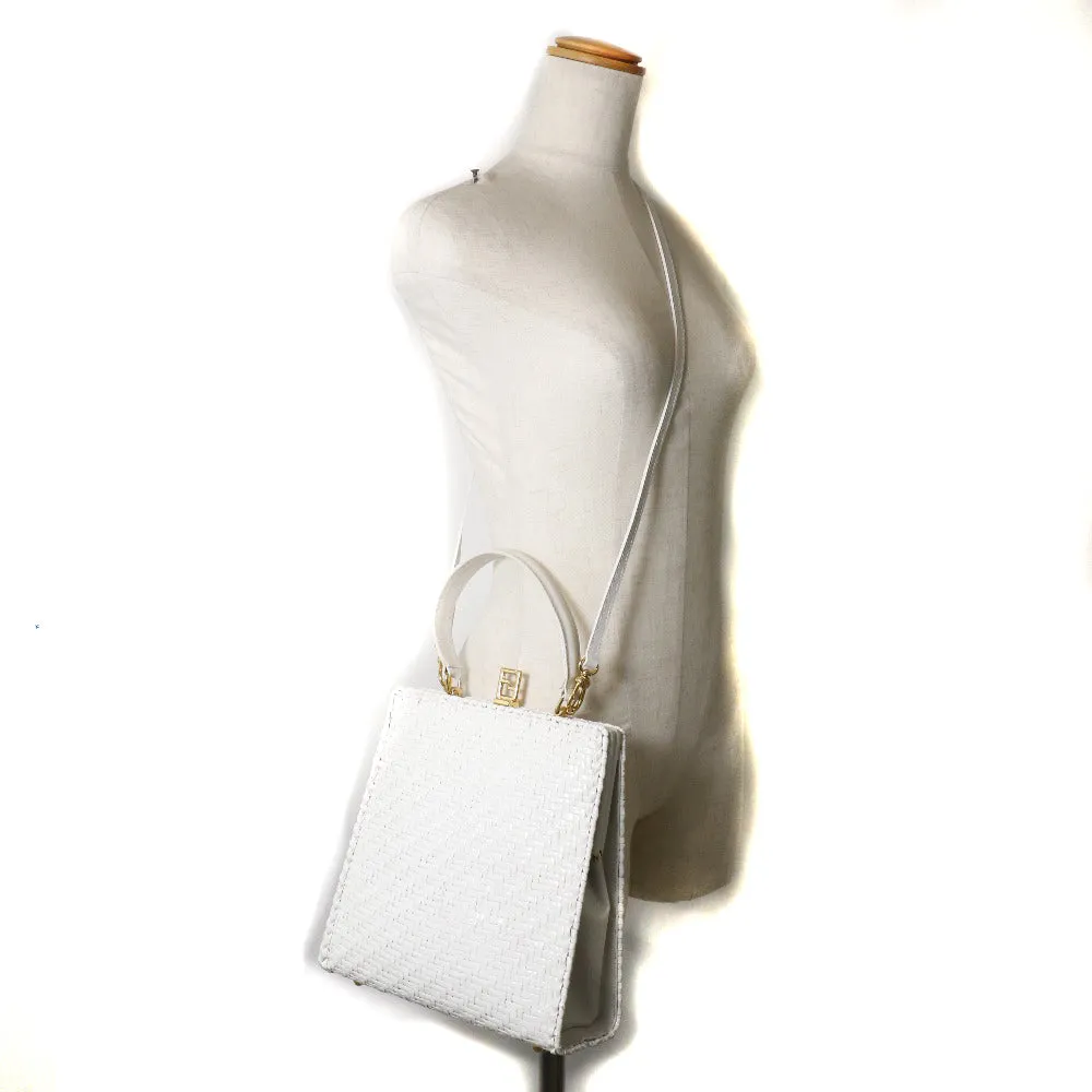 FENDI Handbag leather White Women Used