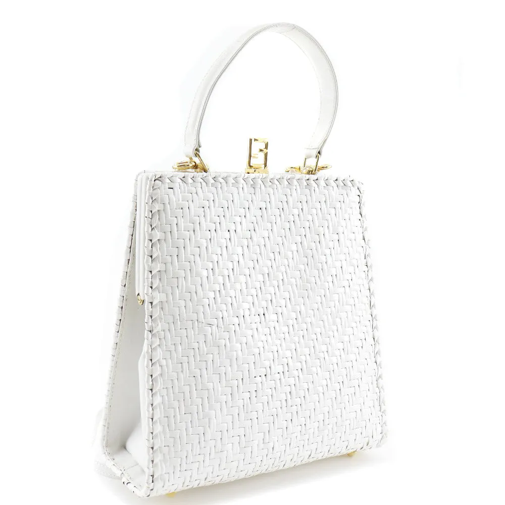 FENDI Handbag leather White Women Used