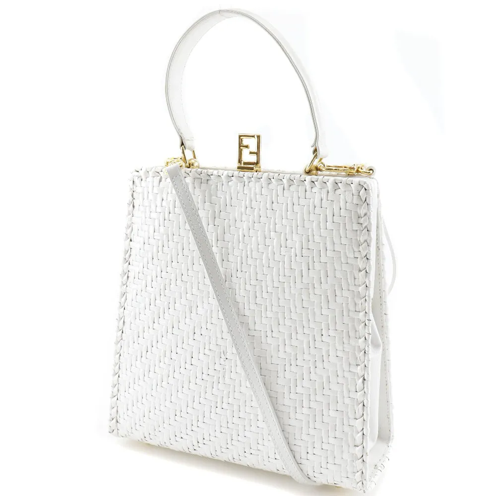 FENDI Handbag leather White Women Used