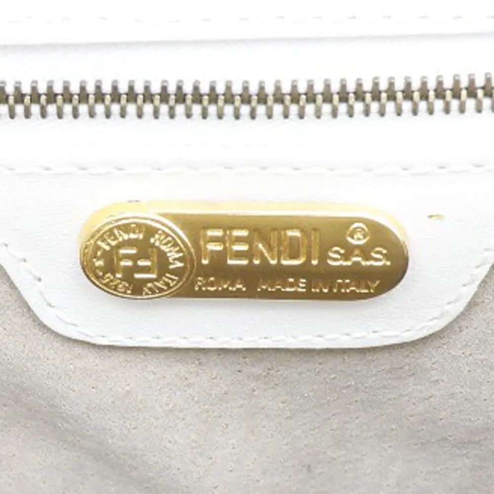 FENDI Handbag leather White Women Used
