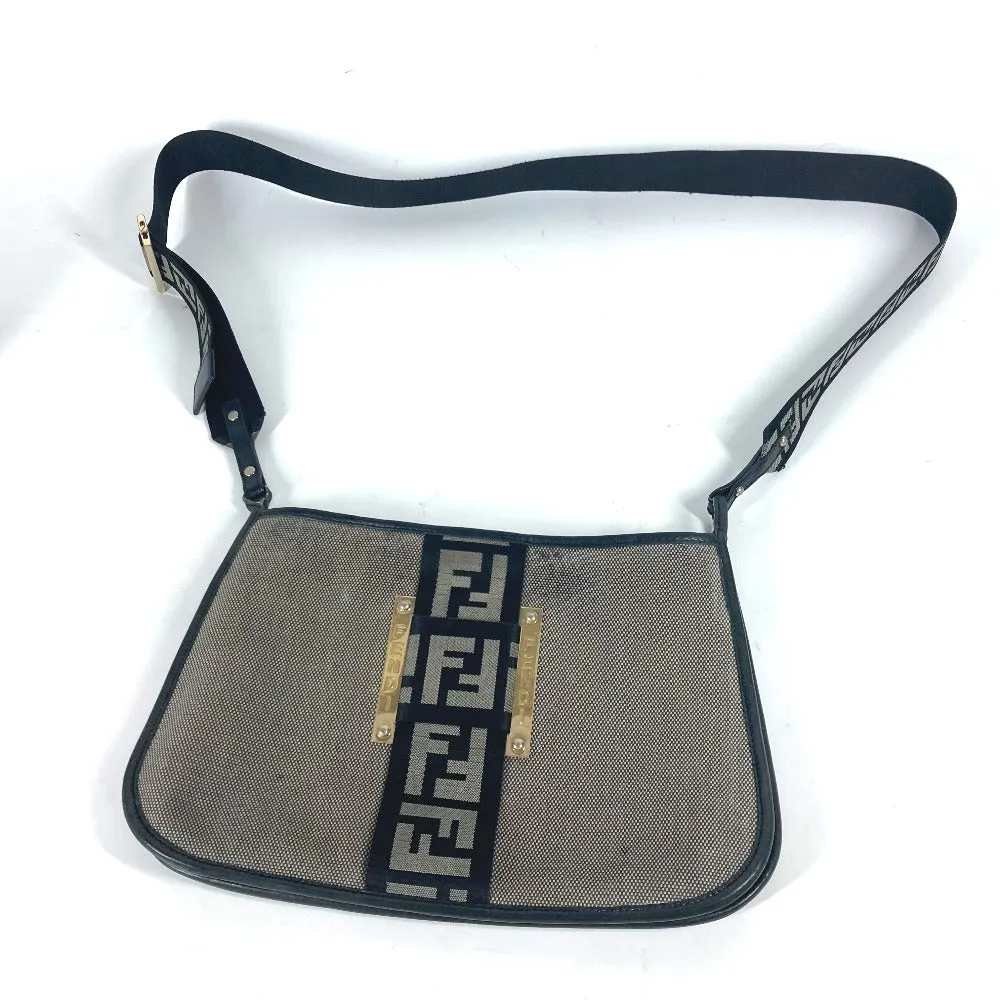 FENDI Shoulder Bag Canvas / leather gray Crossbody logo