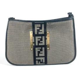 FENDI Shoulder Bag Canvas / leather gray Crossbody logo