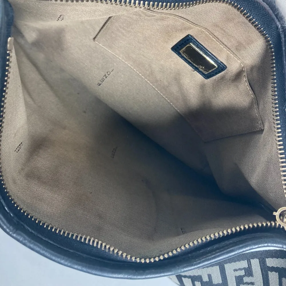 FENDI Shoulder Bag Canvas / leather gray Crossbody logo