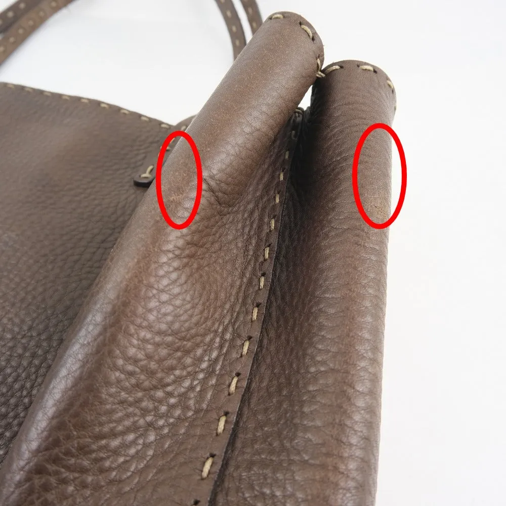 FENDI Tote Bag Calfskin Brown Celeria unisex(Unisex) Used