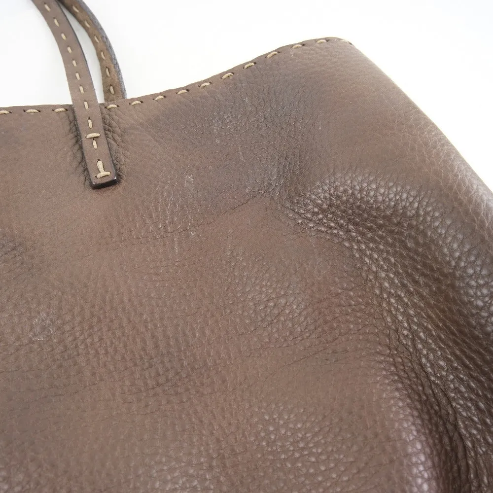 FENDI Tote Bag Calfskin Brown Celeria unisex(Unisex) Used