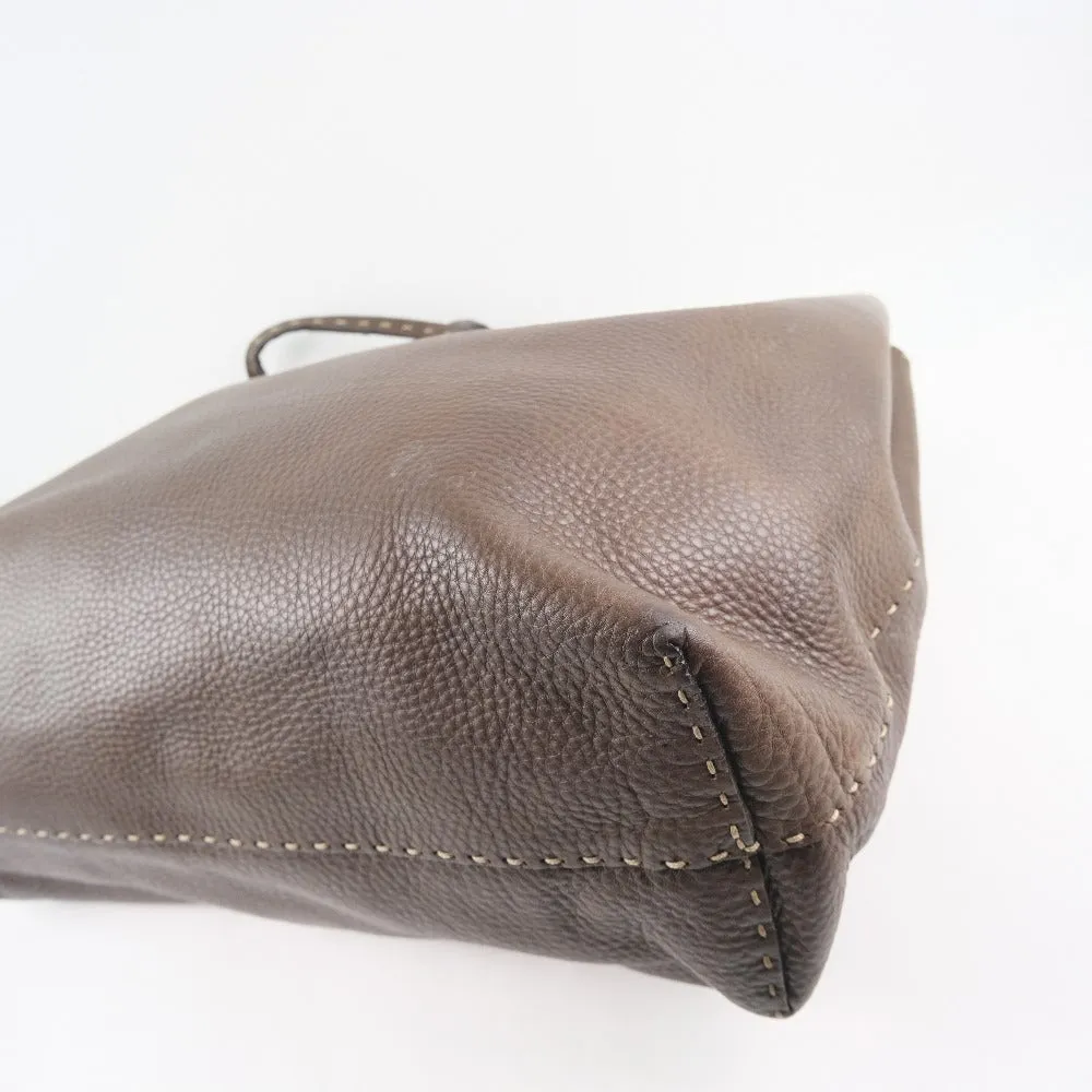 FENDI Tote Bag Calfskin Brown Celeria unisex(Unisex) Used