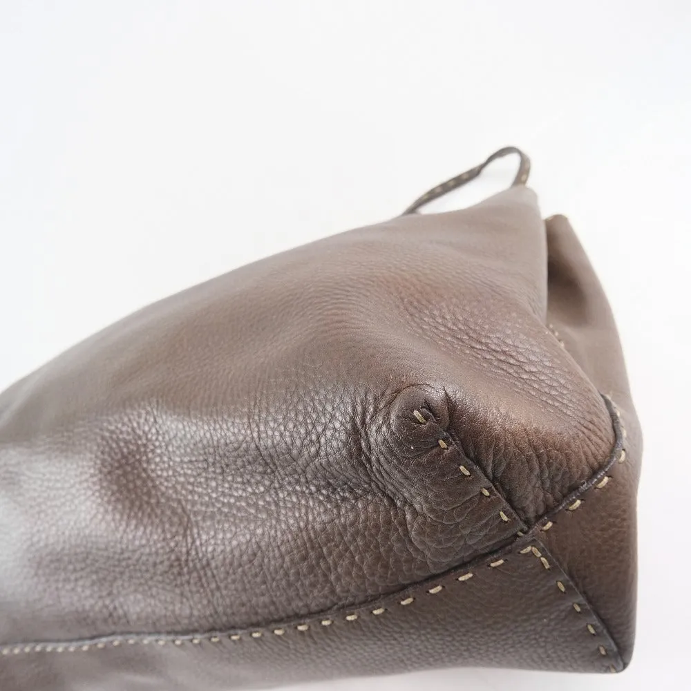 FENDI Tote Bag Calfskin Brown Celeria unisex(Unisex) Used