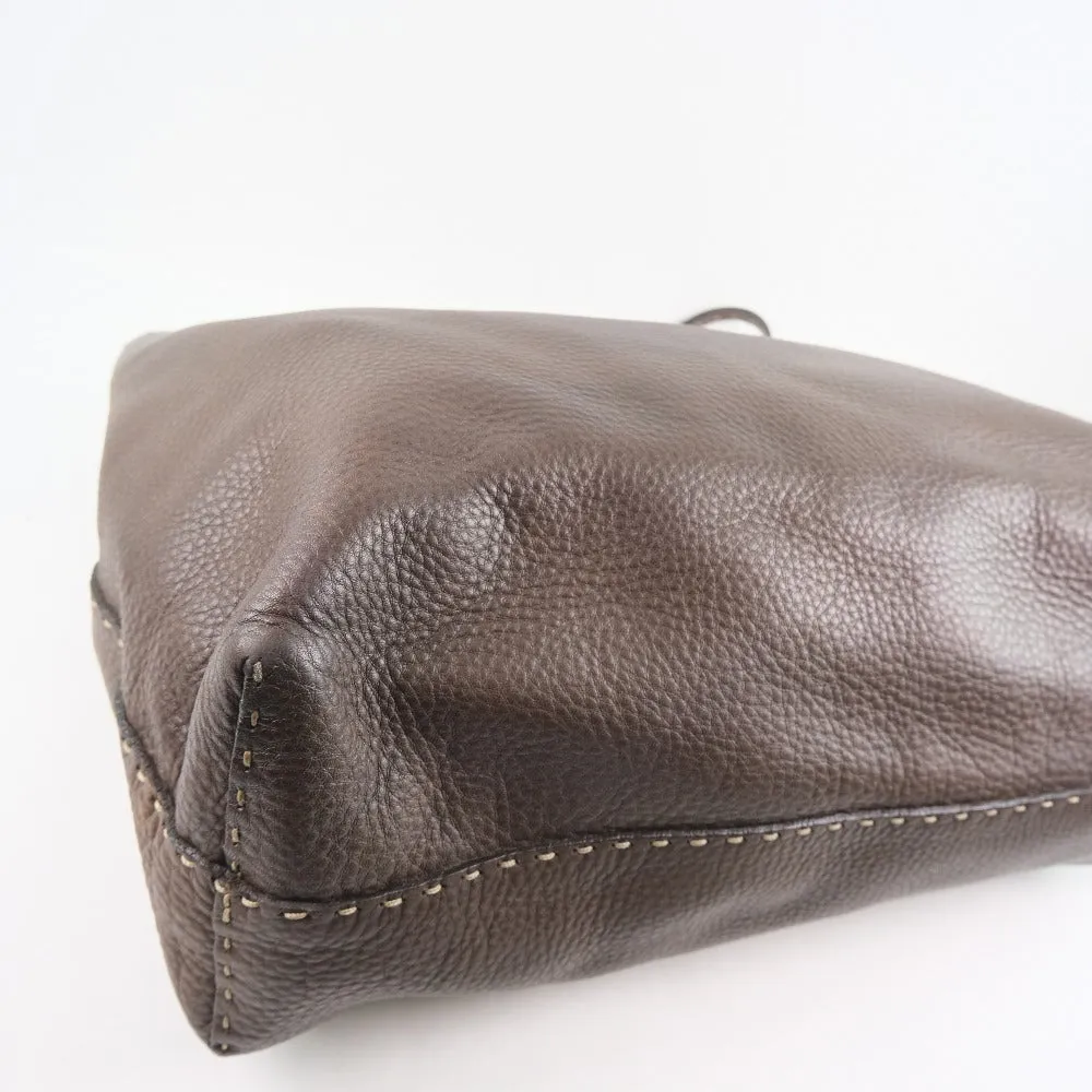FENDI Tote Bag Calfskin Brown Celeria unisex(Unisex) Used