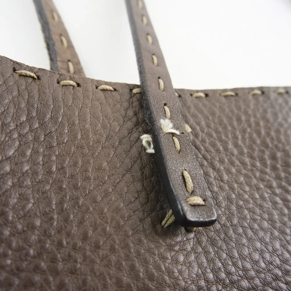 FENDI Tote Bag Calfskin Brown Celeria unisex(Unisex) Used