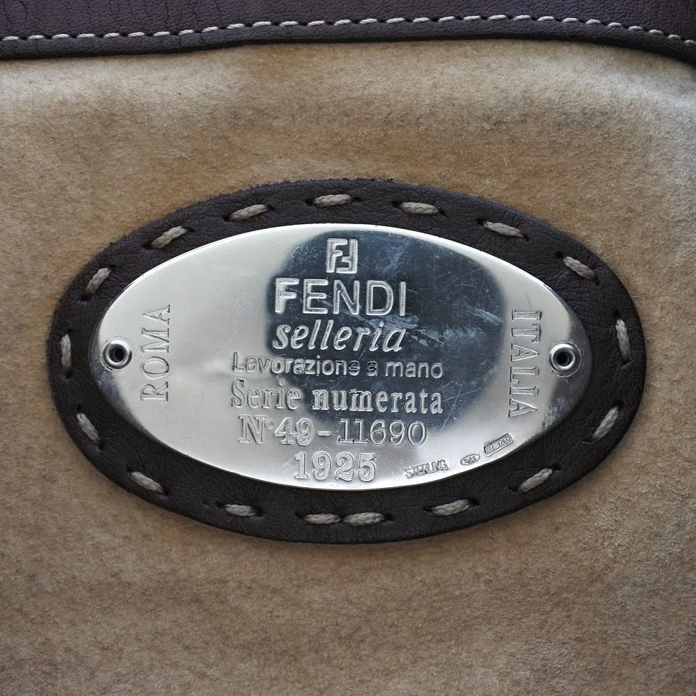 FENDI Tote Bag Calfskin Brown Celeria unisex(Unisex) Used