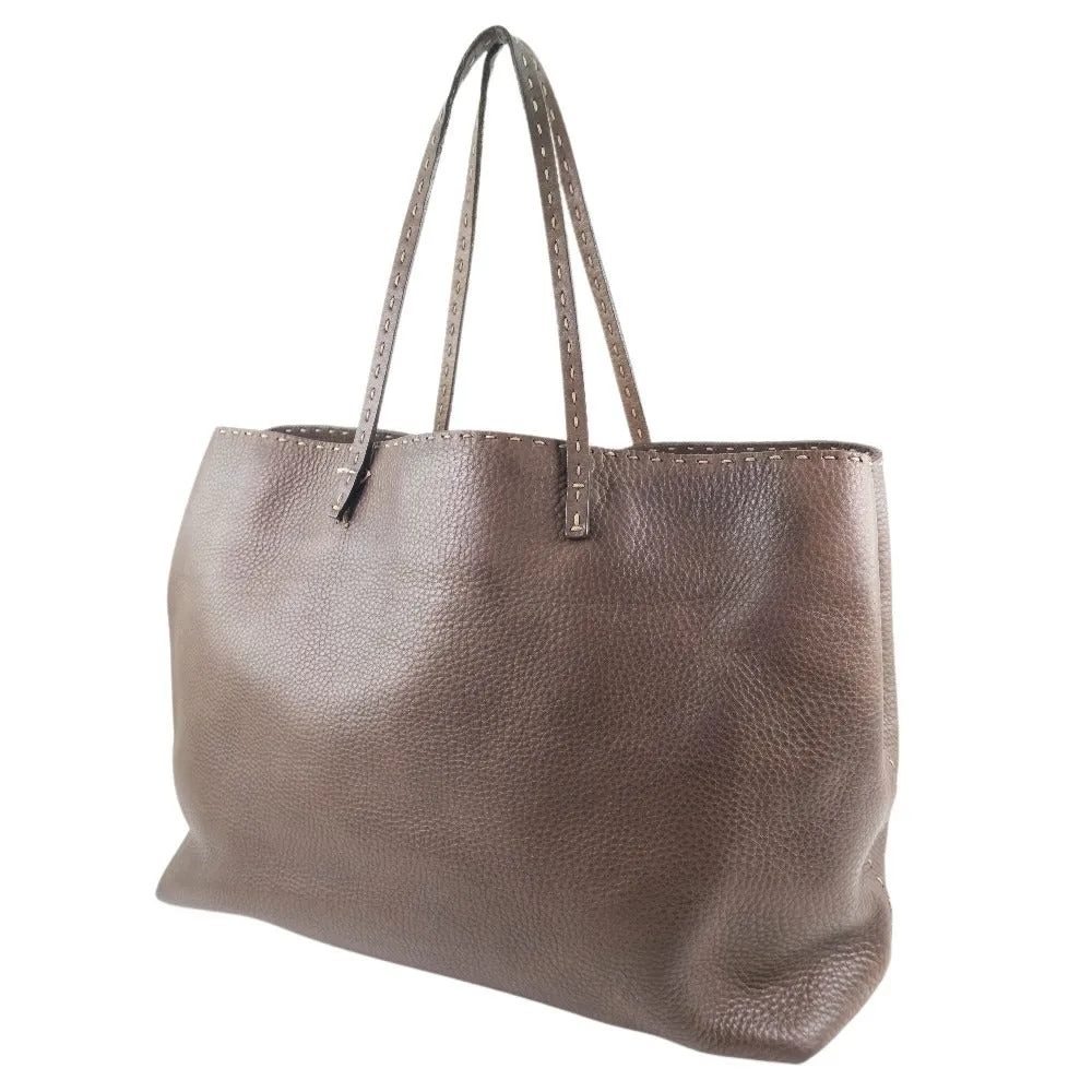 FENDI Tote Bag Calfskin Brown Celeria unisex(Unisex) Used