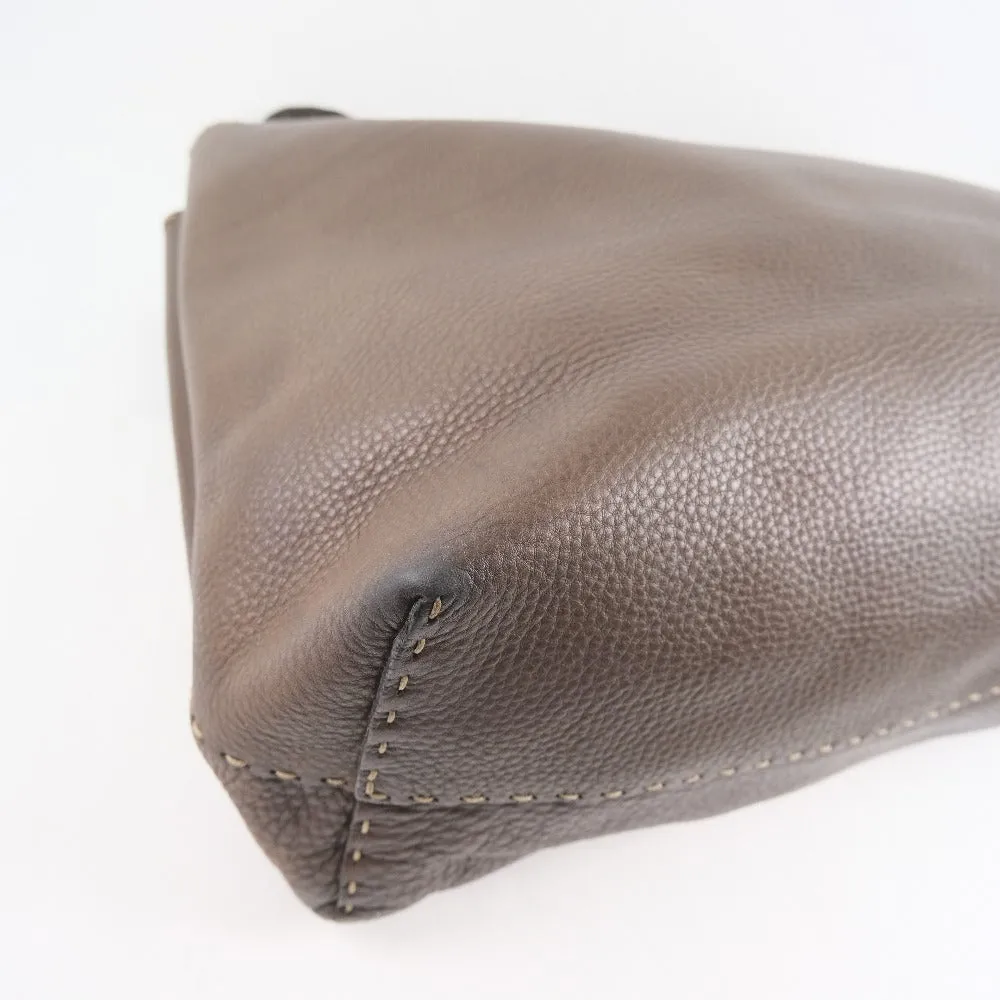 FENDI Tote Bag Calfskin Brown Celeria unisex(Unisex) Used