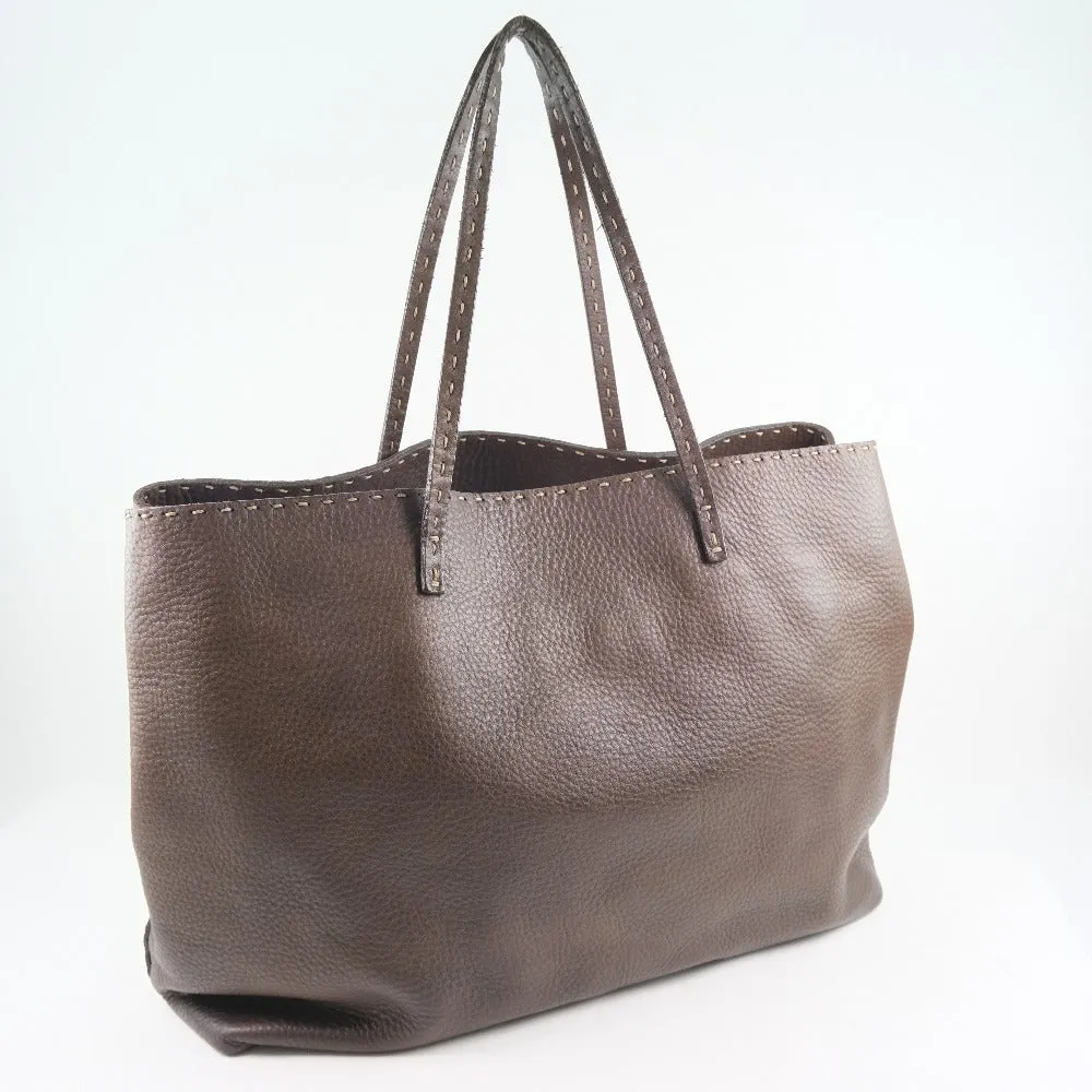 FENDI Tote Bag Calfskin Brown Celeria unisex(Unisex) Used