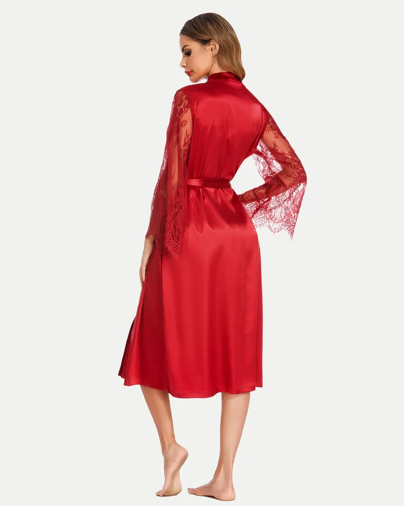 Floral Lace Kimono Robe Bride Dressing Gown