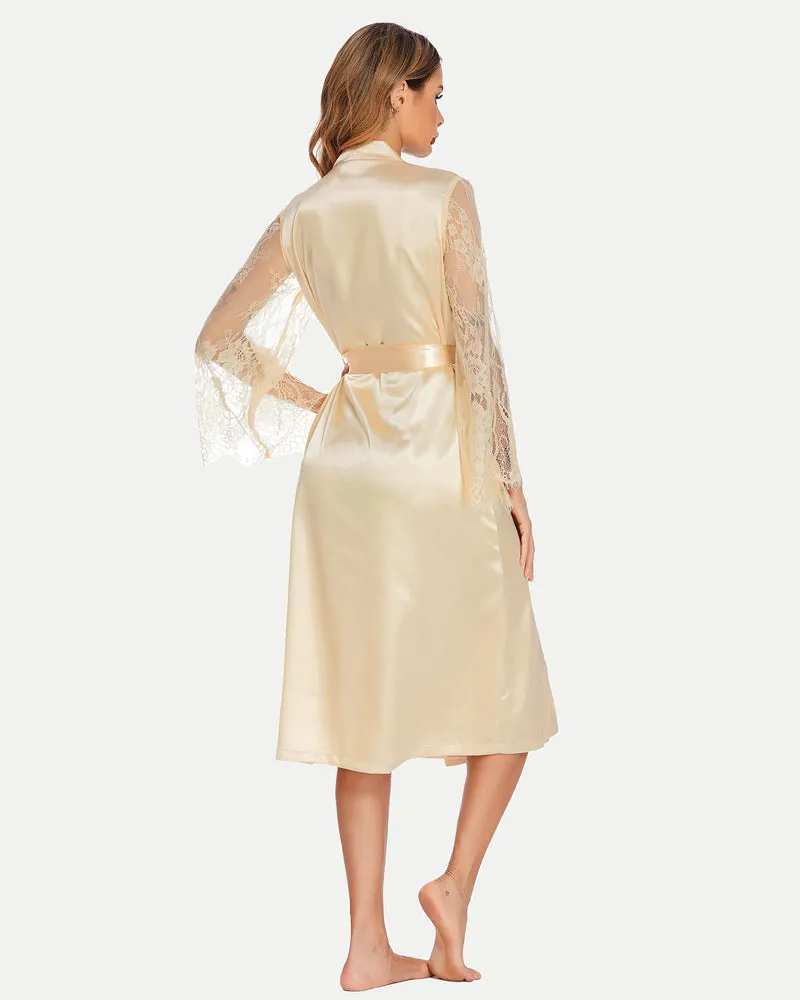 Floral Lace Kimono Robe Bride Dressing Gown