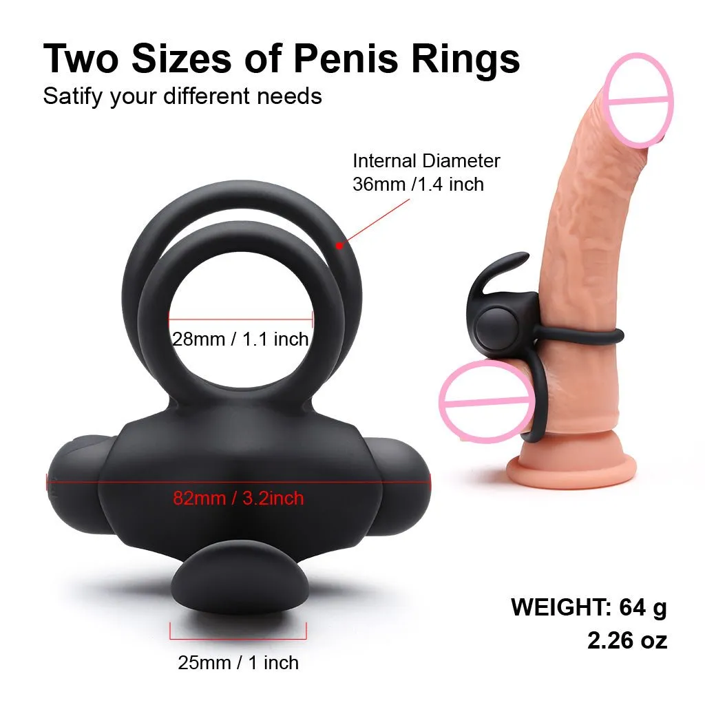 Luvkis Men Double Cock Rings Vibrator Generation 2, Black