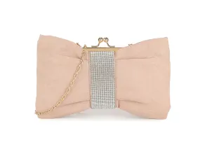 Nude Diamante Clutch Bag