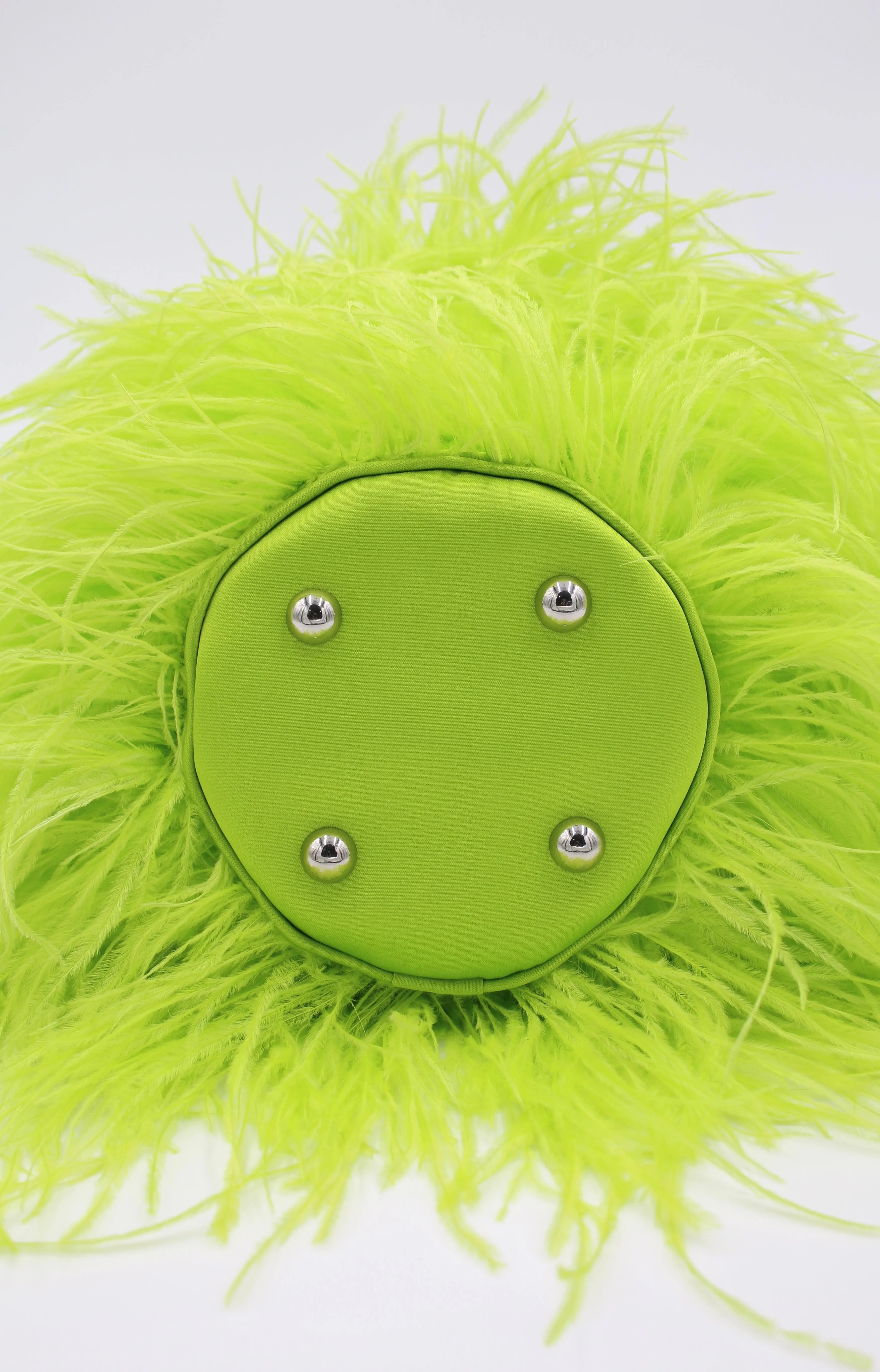 Ostrich Feather Bucket Bag | Electric Lime | Large | Made to order