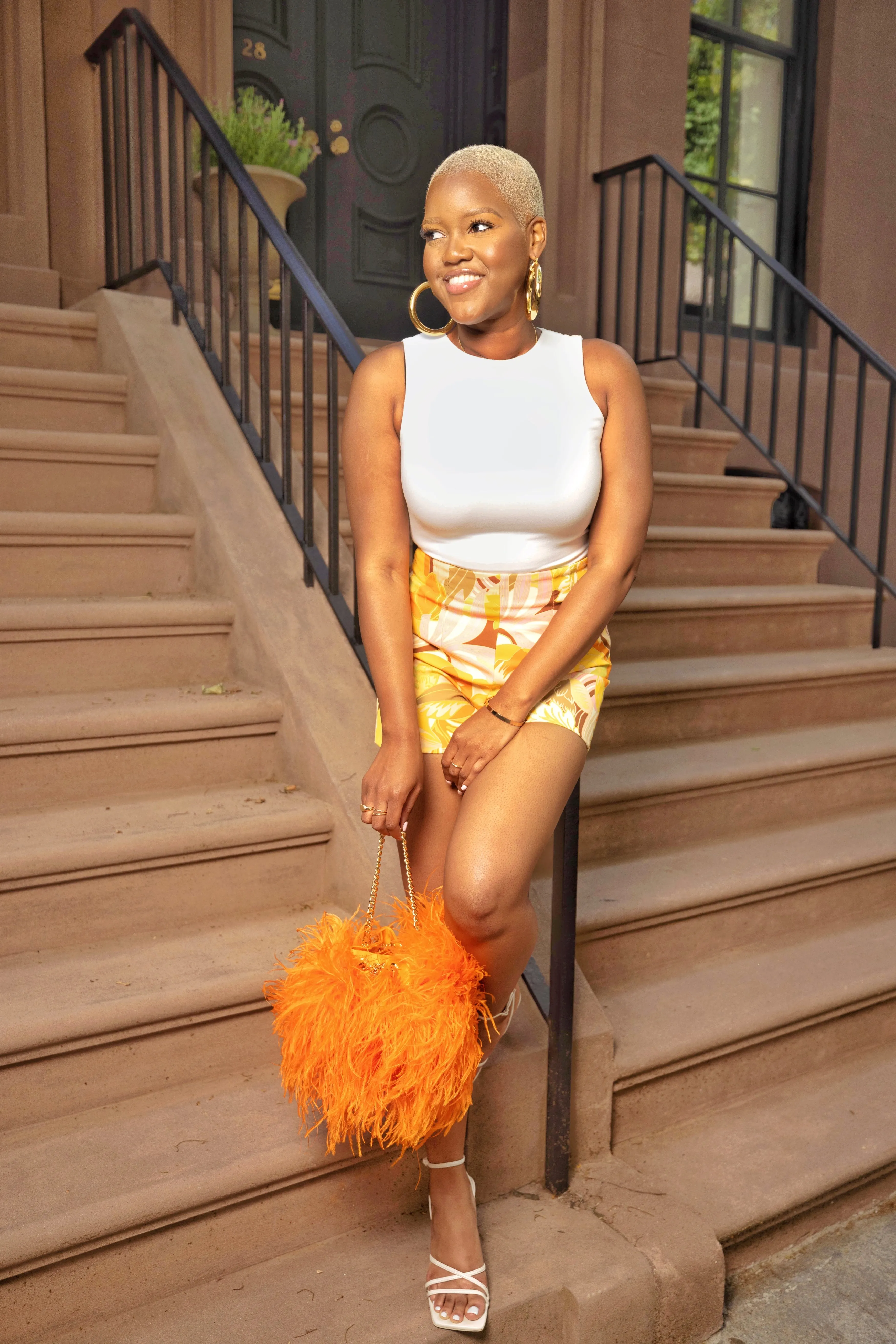 Ostrich Feather Bucket Bag | Flame | Large | Made to order