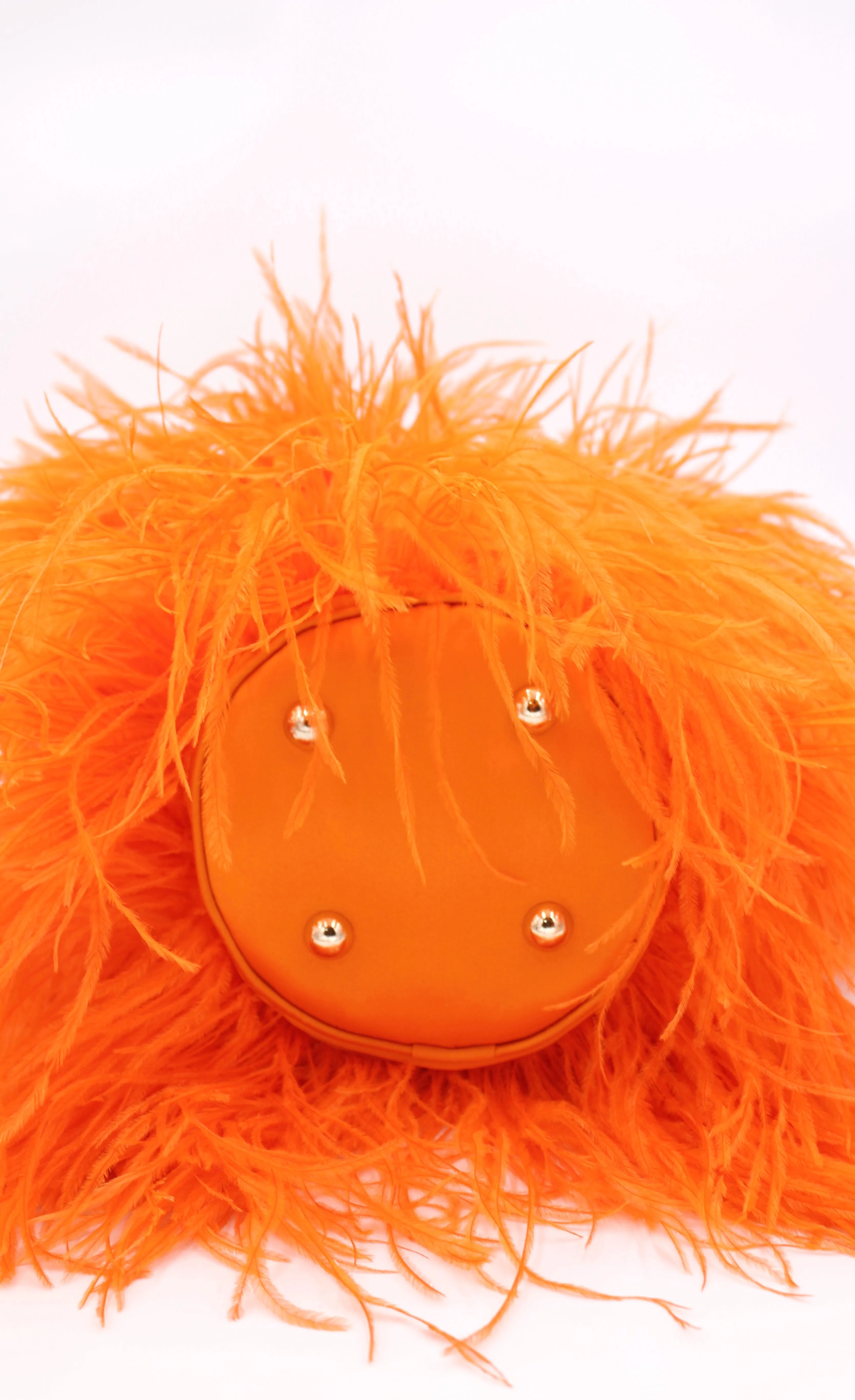 Ostrich Feather Bucket Bag | Flame | Large | Made to order